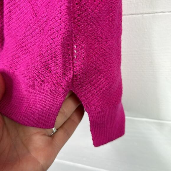 ANA Pink Fuchsia Scoop Neck Long Sleeve Knit Sweater Sweatshirt Top Size Small - Picture 13 of 13